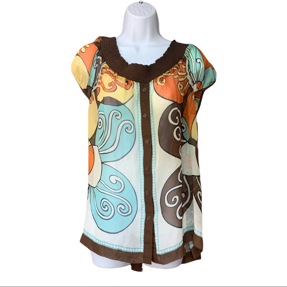 SzL Sheer Nicole by Nicole Miller Button Down Top - Picture 2 of 7